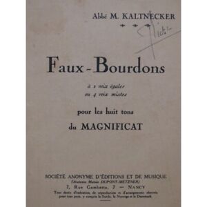 KALTNECKER M. Faux-Bourdons du Magnificat Chant 1949
