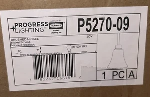 Progress Lighting P5270 Nickel Joy Single Light 6"W Mini Pendant - Picture 1 of 4