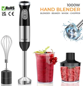 Mezclador de mano mezclador helicóptero procesador de alimentos hoja de acero inoxidable batidos 4 en 1 - Imagen 1 de 11