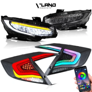 VLAND Headlights+LED RGB Rear Tail Lamps W/Dynamic For Honda Civic Sedan 2016-21 - Picture 1 of 15