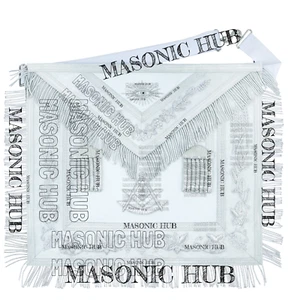 Handcrafted Lambskin White Masonic Past Master Apron Silver Bullion & Fringe - Picture 1 of 6