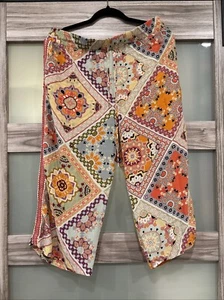 Johnny Was Jade 💯 Silk Pants Colorful Boho Sz. L - Picture 1 of 8