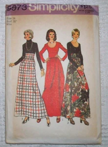 Simplicity Vintage 70s Pattern 5973 Maxi Dress Empire & Wide Midriff Bodice 14 - Picture 1 of 2