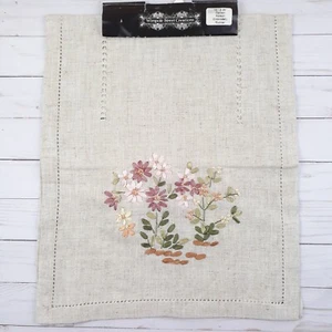 Wimpole Street Creations Table Runner Ribbon Embroidery 16x36 Linen - Picture 1 of 3