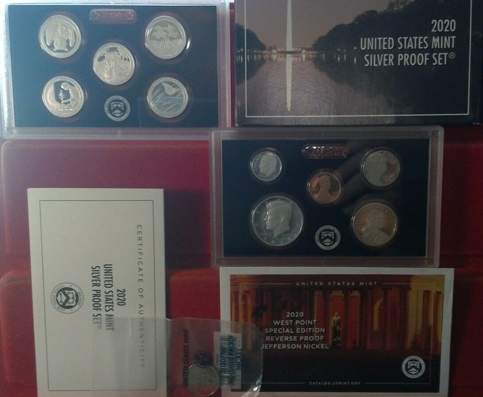 2020 U.S. MINT SILVER PROOF SET WITH WEST POINT BONUS NICKEL, COA, ORIGINAL BOX - Image 1 of 1