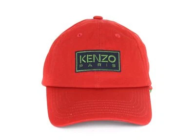 Boné de beisebol novo com etiquetas Kenzo Paris vermelho algodão logotipo patch luxo tamanho único ajustável - Imagem 1 de 4
