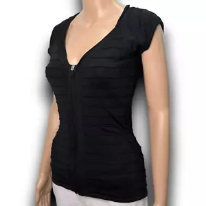 Seductions Women's Top Size Large Ribbed zipper sweetheart neckline y2k fitted - Picture 1 of 8