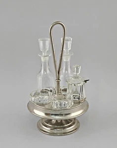 9330030-d Vernickelte Menage Jugendstil um 1920 Kristalleinsätze H34cm - Picture 1 of 3