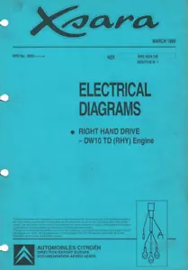 Citroen Xsara Wiring Diagrams Manual RHD DW10 TD RHY Engine 99 BRE0504GB Reprint - Picture 1 of 12