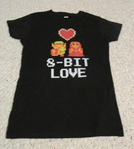 Offizielles Nintendo Damen T-Shirt 8-Bit Love Zelda & Link Größe Medium schwarz - Bild 1 von 5