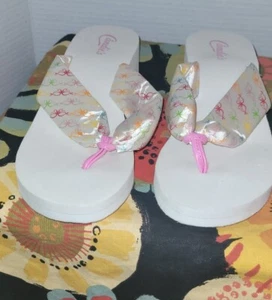 Sandali infradito donna con zeppa Candies TG MEDIUM 7-8 bianco design colorato raso - Foto 1 di 9