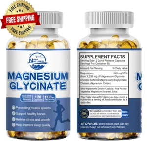 Magnesium Glycinate 4-in-1 Complex 1330mg - High Strength Magnesium 120 Capsules - Picture 1 of 9