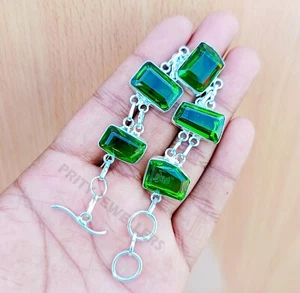 Green Peridot Bracelet 925 Sterling Silver Handmade Adjustable Jewelry All Sizes - Picture 1 of 6