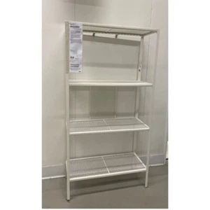 IKEA 4 Tier Stainless Steel Shelving Unit Home Living Room Metal White 116cm - Picture 1 of 6