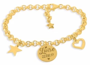 JOYERÍA CON NOMBRE CHAPADA EN ORO, PULSERA CON GRABADO, REGALO DE BAUTIZO - Imagen 1 de 1