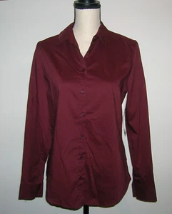 Women's Shirt Blouse Size 2XL (20) Button Front Long Sleeve Burgundy Time & Tru - Picture 1 of 3