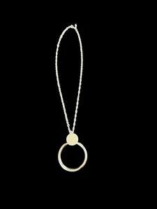 Vintage SARAH COVENTRY Circle Pendant Necklace 23” Chain Silver Tone - Picture 1 of 7