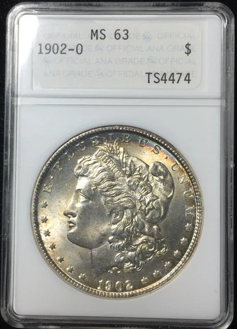 1902-O ANACS MS63 MORGAN Silver Dollar OLD SOAPBOX HOLDER COLOR RIM TONING #474 Cover