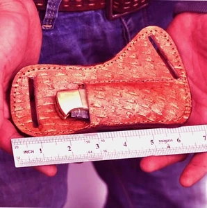 GENUINE LEATHER HAND CRAFTED BELT SHEATH HOLSTER FOR FOLDING BLADE KNIFE 1560 - Picture 1 of 3
