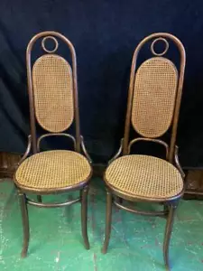 2 chairs early 20th century steam curved wood Vienna straw - Picture 1 of 5