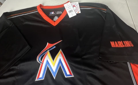 Miami Marlins Jersey Shirt NEW Majestic TX3 COOL Sewn Logo XXL Replica VNeck MLB Cover