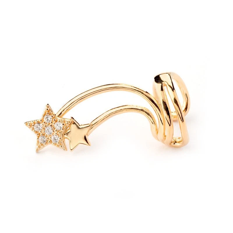 Mono orecchino/ear cuff Mood "Hollywood" in argento dorato e zirconi con stelle - Immagine 1 di 1