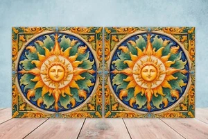 Juego de 2 azulejos de pared de mayólica para salpicadero de cerámica italiana para decoración de paredes - Imagen 1 de 3