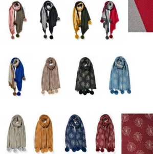 Kaschmirmischung Symmetrisches Design Frau Winter Vier Bommel Kuschel Schal - Bild 1 von 18