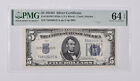 $5 1934-D Silver Certificate 64 Epq Fr# 1654 Wi Wide I (Ta Block) Pmg Note *679