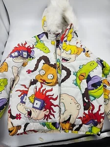 Nickelodeon RugRats Puffer Jacket by Members Only All over Print NWT Size S - Picture 1 of 6