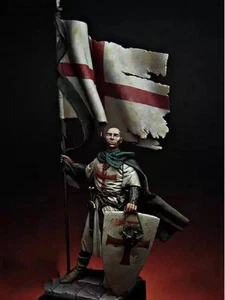 1/24 Resin Model Kit Medieval Knight Templar Standart Warrior Unpainted - Picture 1 of 3