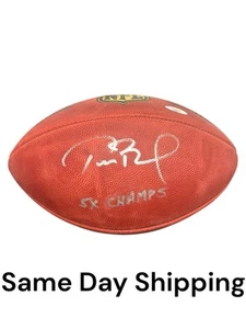 TOM BRADY SIGNED AUTO OFFICIAL FOOTBALL THE DUKE INSCRIBED 5 X CHAMPS - TRISTAR - Picture 1 of 7