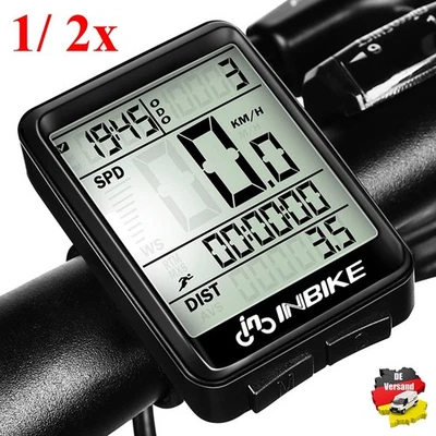 1/ 2x Digital LCD-Bildschirm Funk Fahrradcomputer Tachometer Kilometerzähler DHL - Bild 1 von 4