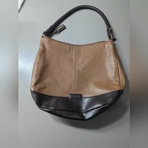 Tignanello Brown Leather Hobo Shoulder Bag Purse Braided Handle Designer Handbag - Picture 1 of 10