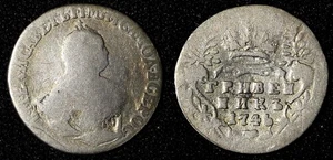 RUSSIA Elizabeth Silver 1746 Grivennik 1st Year Type Better Early Date C#16a (2) - Picture 1 of 3