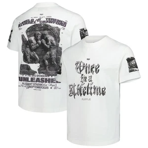 Canelo vs. Crawford Men's Purple Brand White Once In A Lifetime Event T-Shirt - Picture 1 of 3