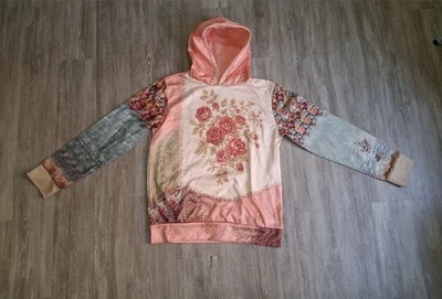 Sudadera con capucha floral con retazos XL para mujer con estampado de rosas boho estilo vintage Foto 1 de 3