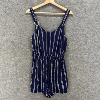 Mono Derek Corazón Mujer L Grande Azul Rayas Cuello en V Sin Mangas Rayón Informal Foto 1 de 4