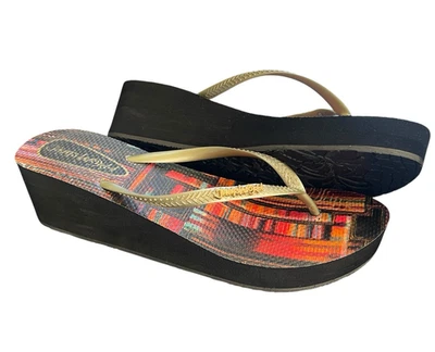 Sandalias chanclas JAMS WORLD para mujer talla 10 dorado naranja tacón de cuña Foto 1 de 4