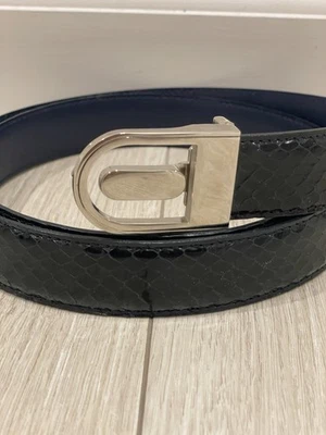 Cinto feminino genuíno pele de cobra tamanho M - Fivela de prata preta vaqueira ocidental - Imagem 1 de 4