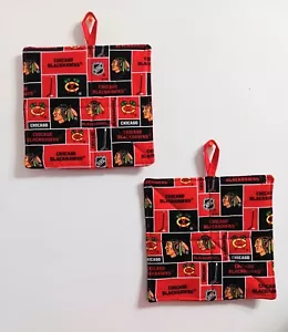 FREE SHIPPING!!! CHICAGO BLACK HAWKS Pot holders Set Of 2 8" X 8" Handmade - Picture 1 of 1