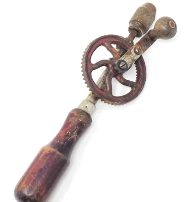 Taladro manual Mohawk Shelburne Eggbeater EE. UU. mango de madera herramienta manual de colección LEER Foto 1 de 4