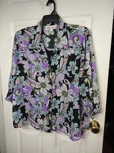 Blusa Gloria Lance Mujer 3X Retro Manga 3/4 Abertura Botón Delantero Tanque Forrada - Imagen 1 de 9
