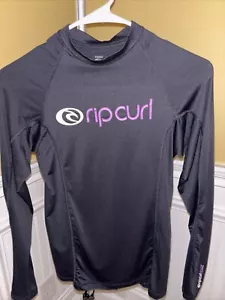Rip Curl Cloudbreak Rashguard Beach Water Shirt SPF Black 10 M - Picture 1 of 4