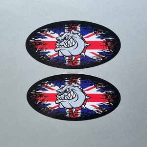 2x kleine britische Bulldogge UJ Flagge verblassen auf schwarz Vinyl Aufkleber Aufkleber 75x38mm - Bild 1 von 1