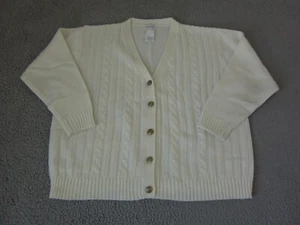 Vintage Bobbie Brooks Cardigan Womens Extra Large XL White Cable Knit Chunky 90s - Picture 1 of 9