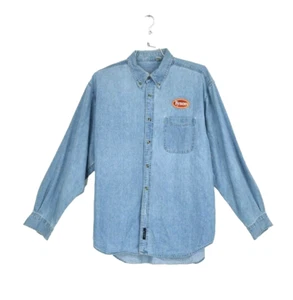 Tyson Herren Denim Button Down Hemd Langarm Baumwolle Fronttasche Größe XL - Bild 1 von 6