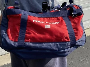 Polo Sport Ralph Lauren Duffle Bag Red Blue USA Flag Carry On Gym Weekend 20x12 - Picture 1 of 12