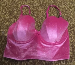 NEW VICTORIA'S SECRET B.BY VICTORIA LINED DEMI VELVET SPARKLE BRA BUSTIER 34DD - Picture 1 of 5