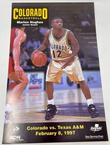 New Colorado Buffaloes Basketball Poster Marlon Hughes Texas A&M Aggies 17 x 11 Cover